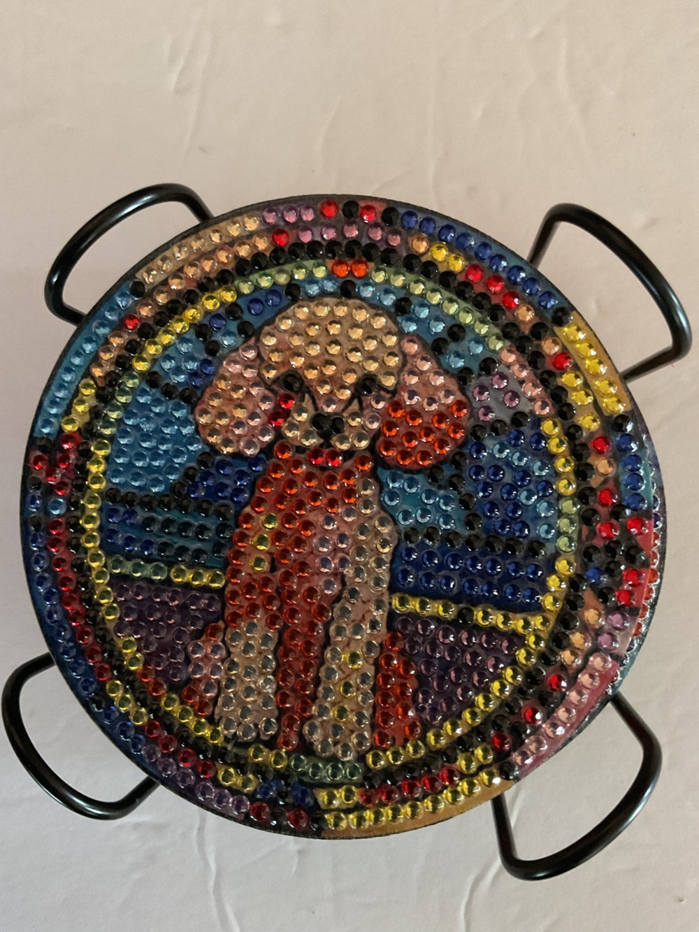Colorful Beaded Dog Coasters - Set of 8 w/ holder.